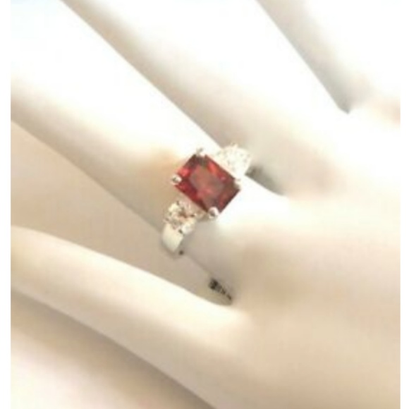 Sterling Silver Garnet Cocktail Ring 6 7 9 10 Red Cubic Zirconia 925 CZ NWT - Picture 4 of 8